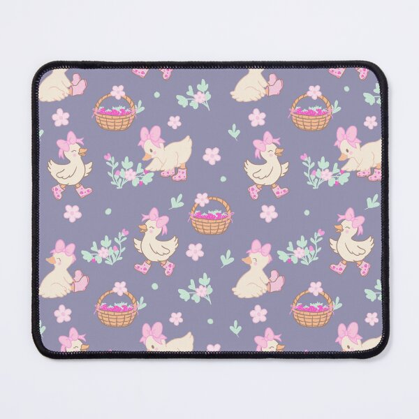 Item preview, Cute duck spring pattern floral strawberry seamless pattern desk mats and zipper pouches designed and sold by BosskaDesign.