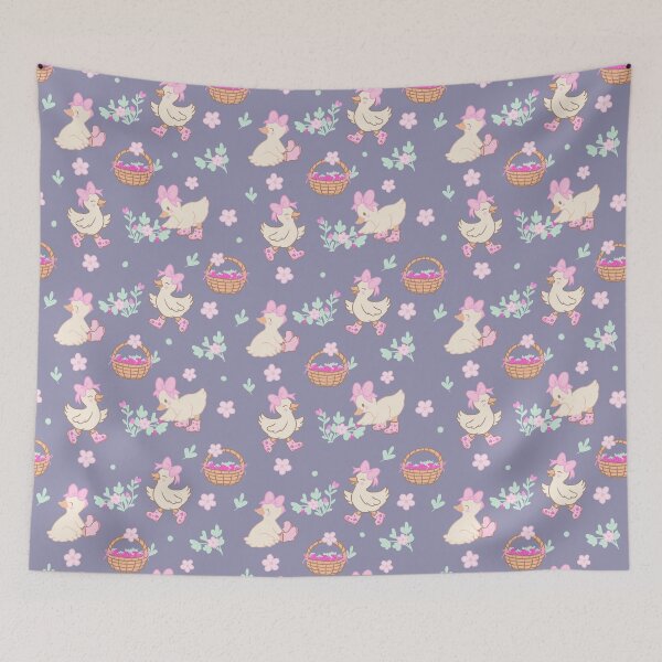 Item preview, Cute duck spring pattern floral strawberry seamless pattern desk mats and zipper pouches designed and sold by BosskaDesign.