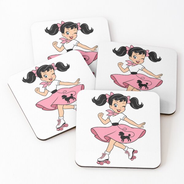 Item preview, Cute Retro Roller Skate Girl Sticker – Vintage Pink Cartoon Aesthetic designed and sold by LevelUpReads.