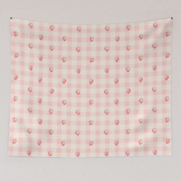 Item preview, Pink Strawberry Gingham Pattern designed and sold by pola-pola.