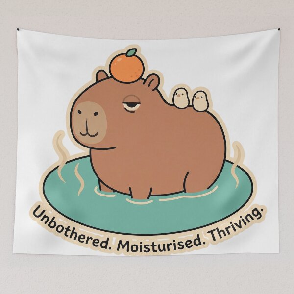 Item preview, Unbothered Moisturised Thriving Capybara Hot Spring Sticker designed and sold by CrystalMineArts.