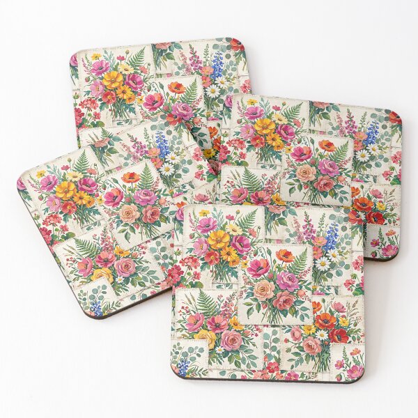 Item preview, Vibrant Artistic Floral Patchwork Painted Garden designed and sold by SplashTastic.