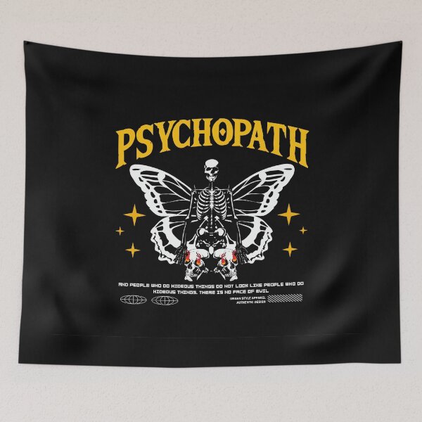 Item preview, Psychopath Butterfly Skeleton Gothic Graphic Tee Dark Streetwear Shirt designed and sold by SouthPrint.