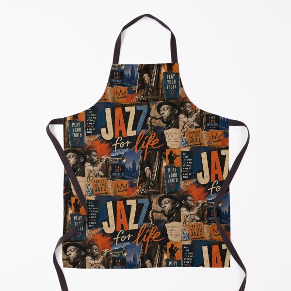 Item preview, JAZZ FOR LIFE — Mixed‑Media Collage Poster (Warm Blues & Fiery Oranges) designed and sold by Jandedan.