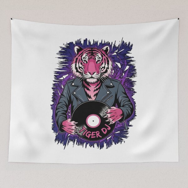 Item preview, Pink Rock Tiger with Vinyl - World Music Day designed and sold by Art-Arcade6.