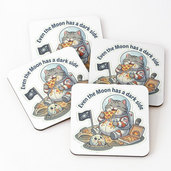 Item preview, ​Space Cat Eating Pizza - Dark Side of the Moon designed and sold by NadinGerasi.
