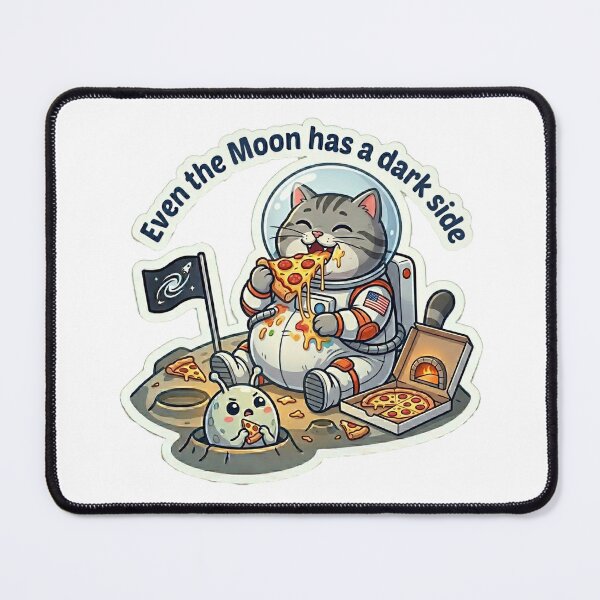 Item preview, Space Cat Eating Pizza - Dark Side of the Moon designed and sold by NadinGerasi.