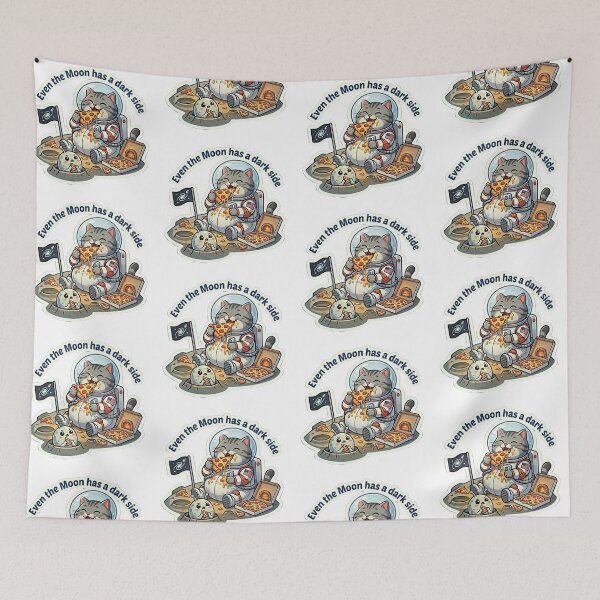 Item preview, ​Space Cat Eating Pizza - Dark Side of the Moon designed and sold by NadinGerasi.