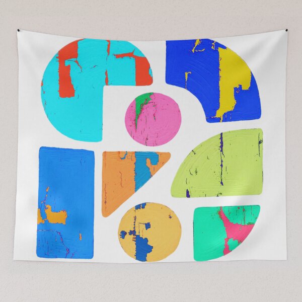 Item preview, Cracked Paint Geometry – Colorful Abstract Shapes Art designed and sold by RDproject.