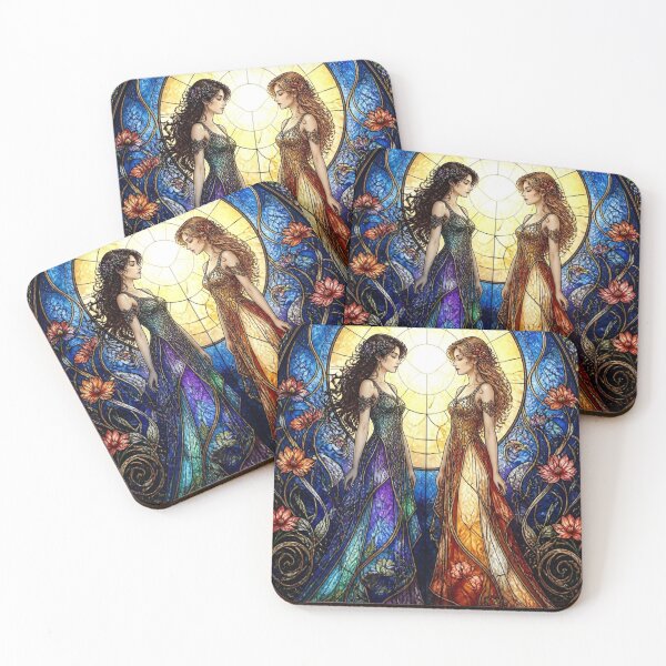 Item preview, Sisters of Light: Elegant Stained Glass Mosaic Portrait designed and sold by Soluna Studio.