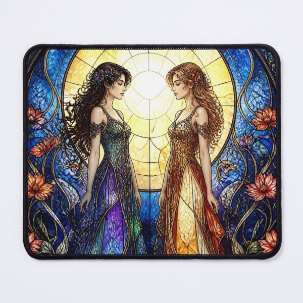 Item preview, Sisters of Light: Elegant Stained Glass Mosaic Portrait designed and sold by Soluna Studio.
