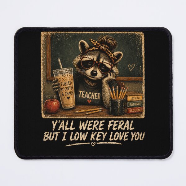 Item preview, Y’all Were Feral But I Low Key Love You – Funny Teacher Raccoon designed and sold by PosiMCreations.