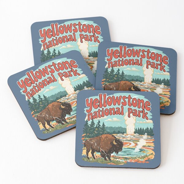 Item preview, Yellowstone National Park Colorful Landscape Retro Bison designed and sold by HowToCanadian.