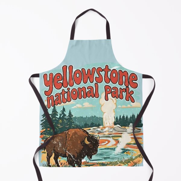 Item preview, Yellowstone National Park Colorful Landscape Retro Bison designed and sold by HowToCanadian.