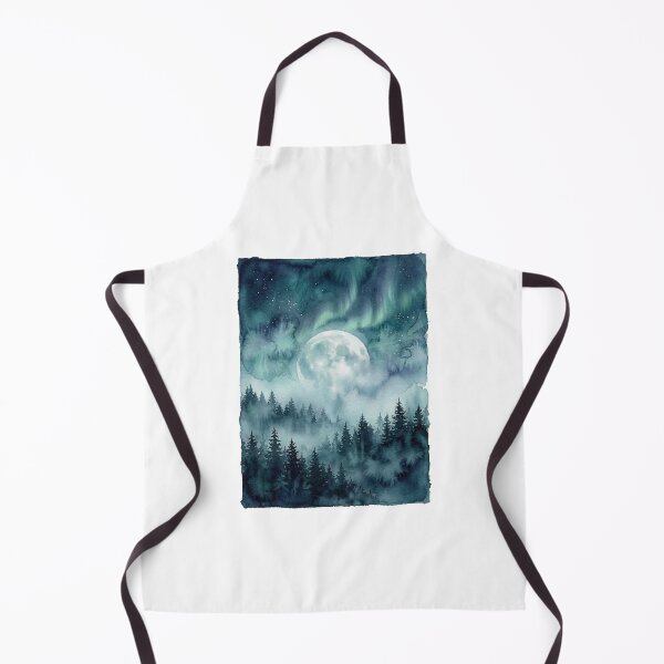 Item preview, Moonlit Forest Aurora Watercolor Landscape designed and sold by drawlinershop.