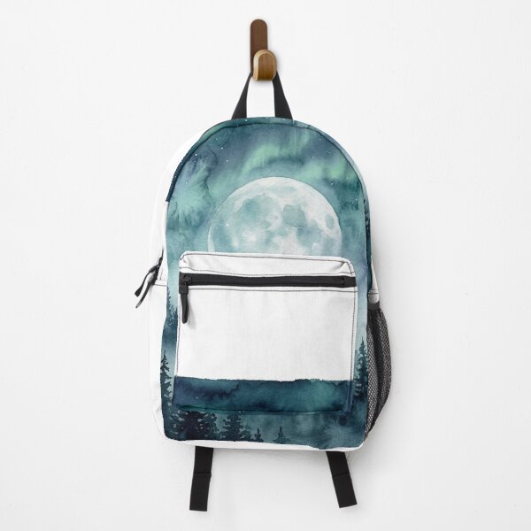 Item preview, Moonlit Forest Aurora Watercolor Landscape designed and sold by drawlinershop.