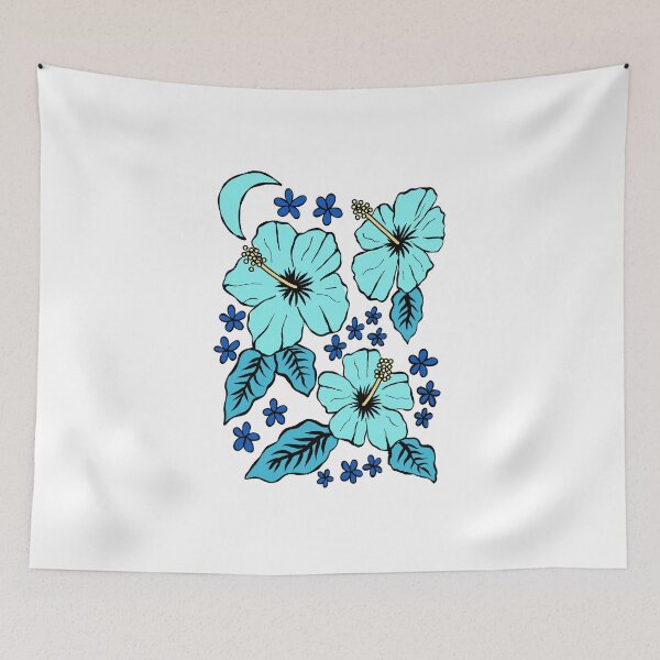 Item preview, Hibiscus moonlight hibiscus pattern blue flowers designed and sold by findlost.