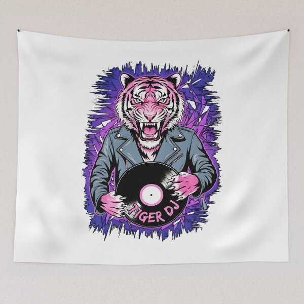 Item preview, Pink Rock Tiger with Vinyl - World Music Day designed and sold by Art-Arcade6.