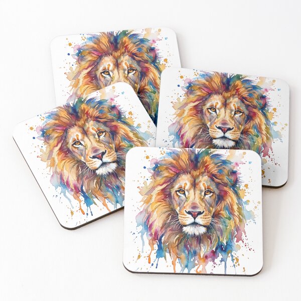 Item preview, Vibrant Watercolor Lion Portrait Colorful Wildlife Art designed and sold by canvahub.