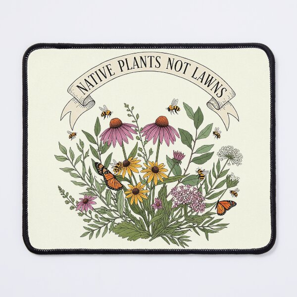 Item preview, Native Plants Pollinator Garden Art with Monarchs and Bees designed and sold by SholoStudio.