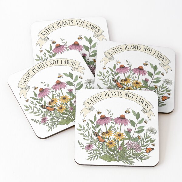 Item preview, Native Plants Pollinator Garden Art with Monarchs and Bees designed and sold by SholoStudio.