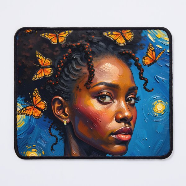 Item preview, Starry Night Afro Woman Portrait Butterfly Art designed and sold by canvahub.
