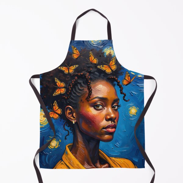 Item preview, Starry Night Afro Woman Portrait Butterfly Art designed and sold by canvahub.