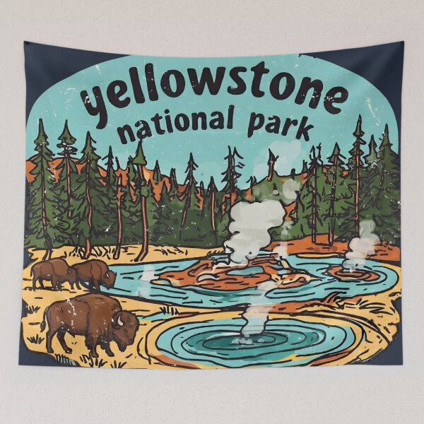 Item preview, Yellowstone National Park Gyers Landscape Cute Bison designed and sold by HowToCanadian.