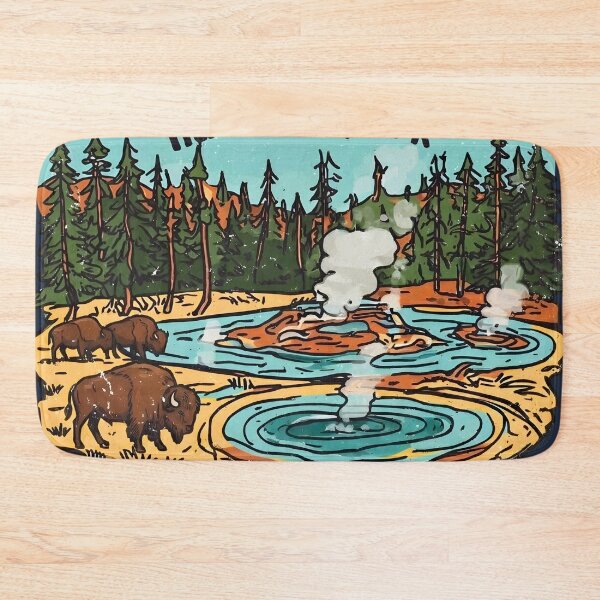 Item preview, Yellowstone National Park Gyers Landscape Cute Bison designed and sold by HowToCanadian.