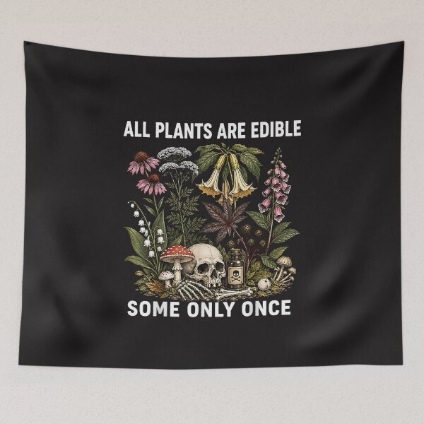 Item preview, All Plants Are Edible Some Only Once Funny Skull Grunge Design designed and sold by kiralynstration.