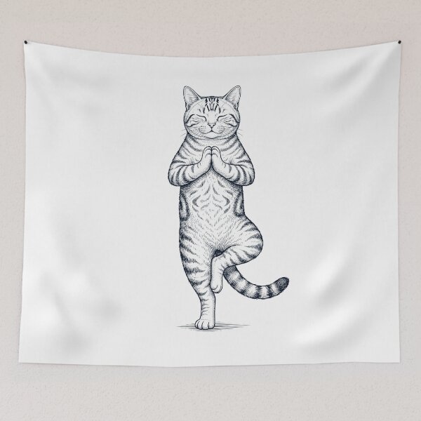 Item preview, Vintage American Shorthair Cat Yoga Tree Pose Kitten Lover designed and sold by TerryConnells.
