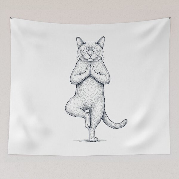 Item preview, Vintage Burmese Cat Yoga Tree Pose Kitten Lover designed and sold by TerryConnells.
