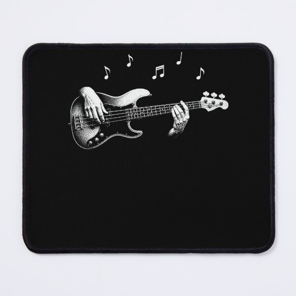 Item preview, Bass Guitar Hands Playing – Minimal Line Art Music Notes designed and sold by PosiMCreations.