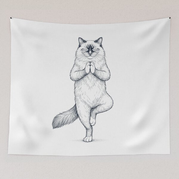 Item preview, Vintage Birman Cat Yoga Tree Pose Kitten Lover designed and sold by TerryConnells.