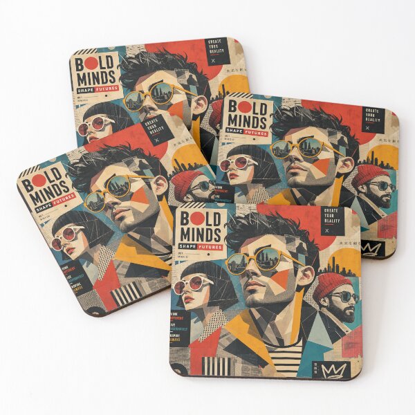 Item preview, BOLD MINDS — Pop‑Cubist Collage Poster (Retro‑Futurist Hipsters) designed and sold by Jandedan.