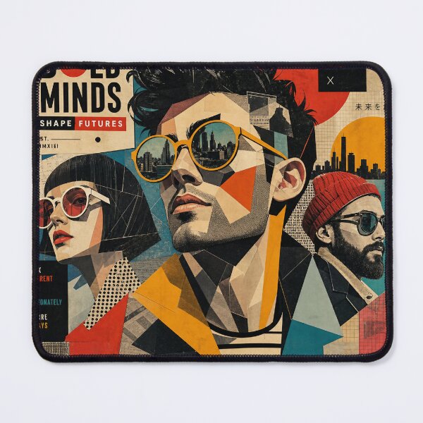 Item preview, BOLD MINDS — Pop‑Cubist Collage Poster (Retro‑Futurist Hipsters) designed and sold by Jandedan.