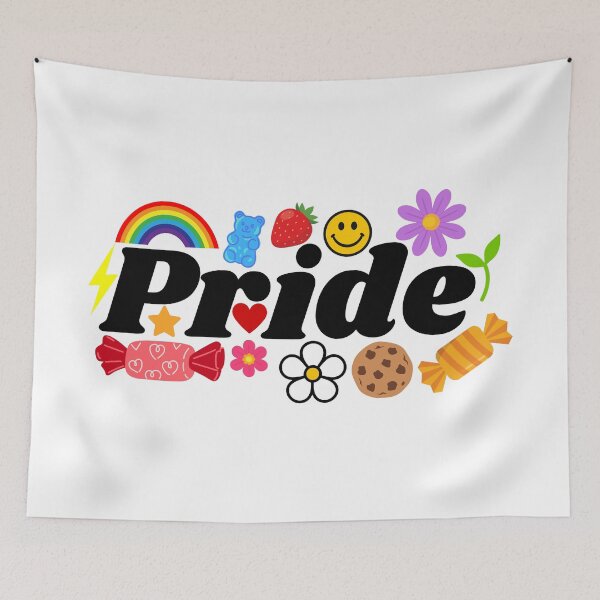 Artikelvorschau, Pride Month Retro Regenbogen Kidcore Grafik entworfen und verkauft von Niji Hibana.