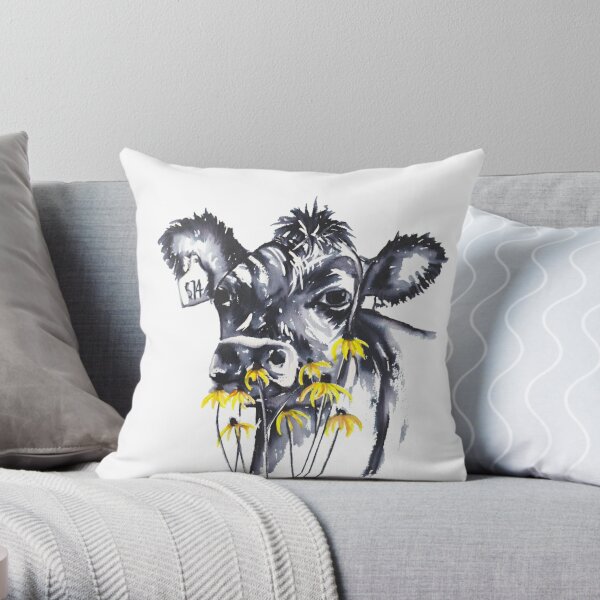 No worries - cow painting Throw Pillow