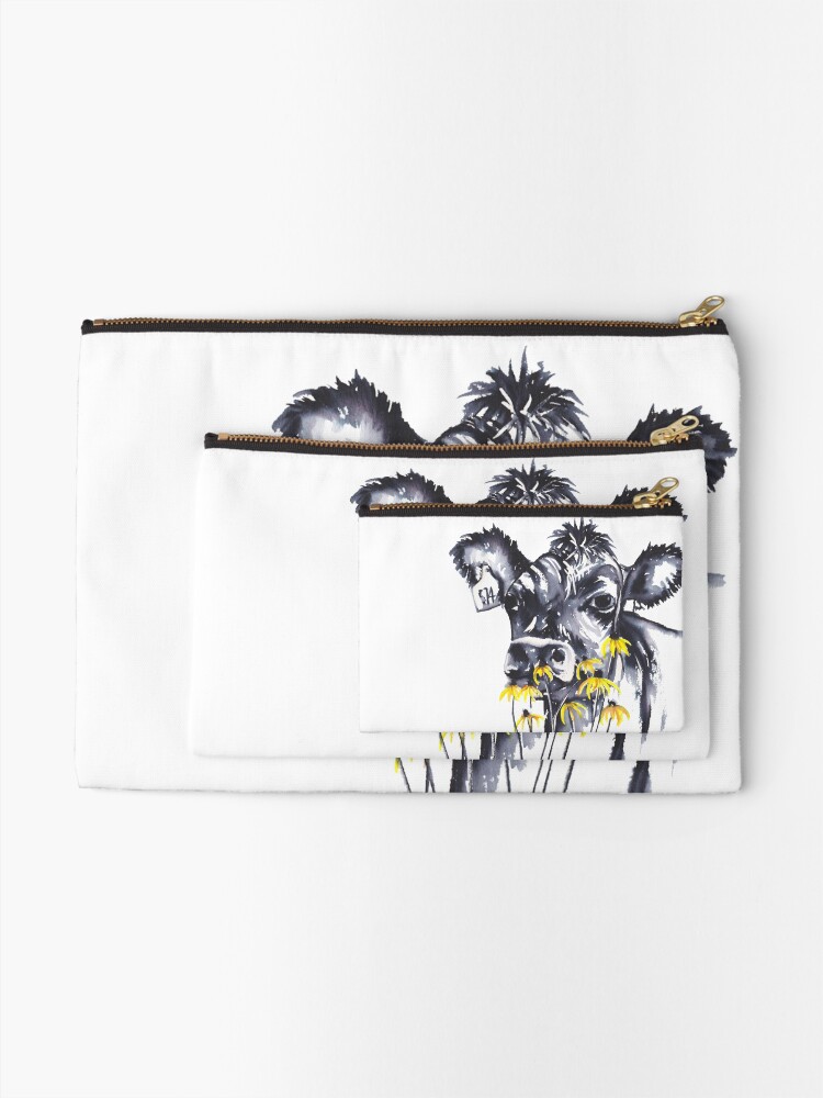 Alternate view of No worries - cow painting Zipper Pouch