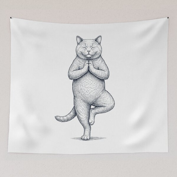Item preview, Vintage Chartreux Cat Yoga Tree Pose Kitten Lover designed and sold by TerryConnells.