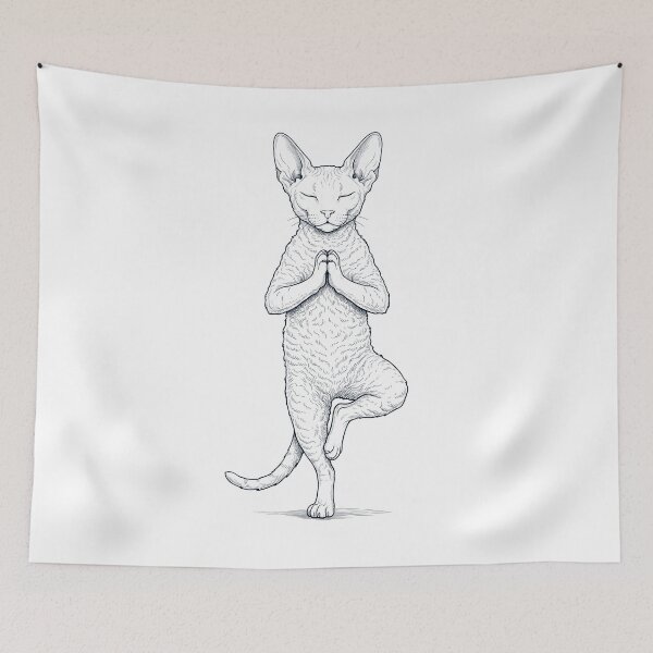Item preview, Vintage Cornish Rex Cat Yoga Tree Pose Kitten Lover designed and sold by TerryConnells.