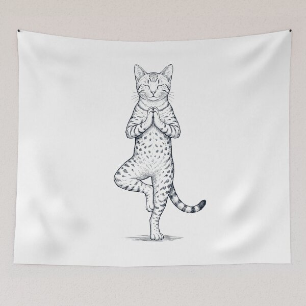 Item preview, Vintage Egyptian Mau Cat Yoga Tree Pose Kitten Lover designed and sold by TerryConnells.