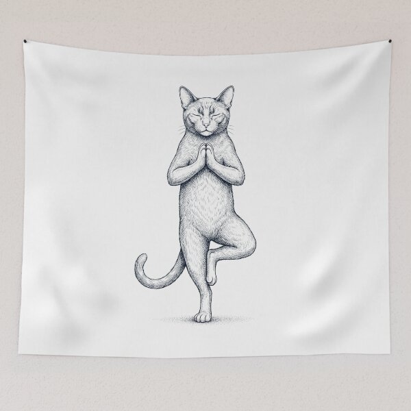 Item preview, Vintage Havana Brown Cat Yoga Tree Pose Kitten Lover designed and sold by TerryConnells.