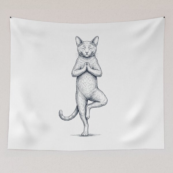 Item preview, Vintage Korat Cat Yoga Tree Pose Kitten Lover designed and sold by TerryConnells.