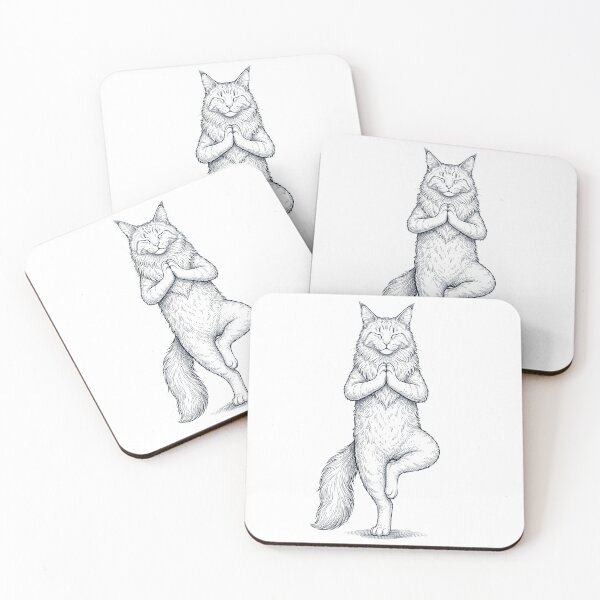 Item preview, Vintage Maine Coon Cat Yoga Tree Pose Kitten Lover designed and sold by TerryConnells.