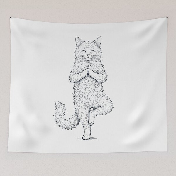 Item preview, Vintage LaPerm Cat Yoga Tree Pose Kitten Lover designed and sold by TerryConnells.