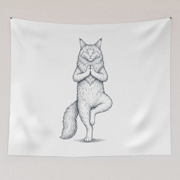 Item preview, Vintage Maine Coon Cat Yoga Tree Pose Kitten Lover designed and sold by TerryConnells.