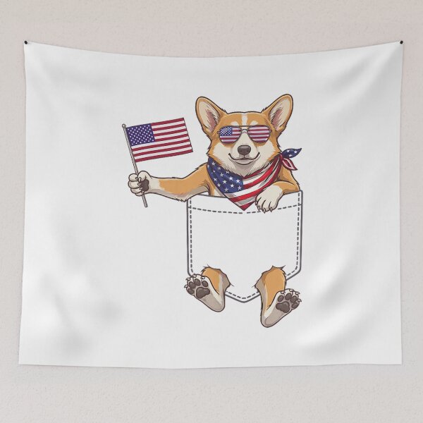 Item preview, Patriotic Corgi Dog Pocket American Flag 4th Of July Design designed and sold by kiralynstration.