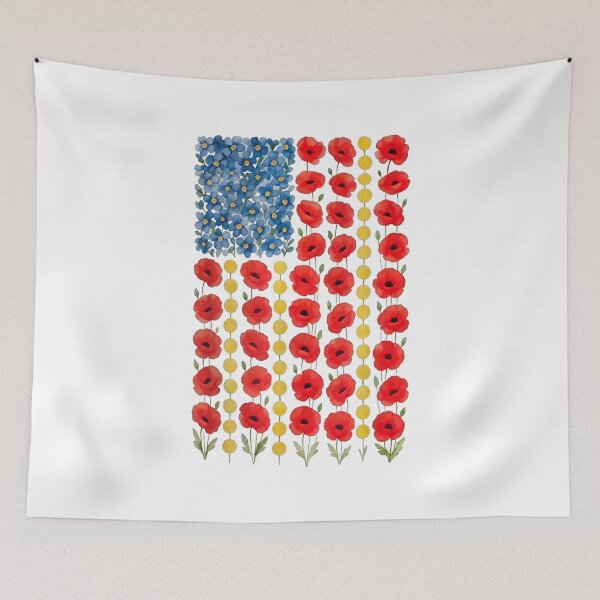 Item preview, Red Poppy Flower American Flag Patriotic Memorial Day Design designed and sold by kiralynstration.