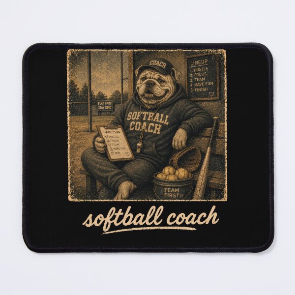 Item preview, Softball Coach Bulldog Vintage Sports Coach Gift designed and sold by PosiMCreations.